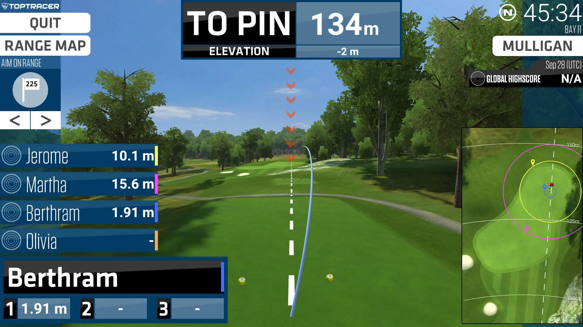 Toptracer Closest to the Pin screen