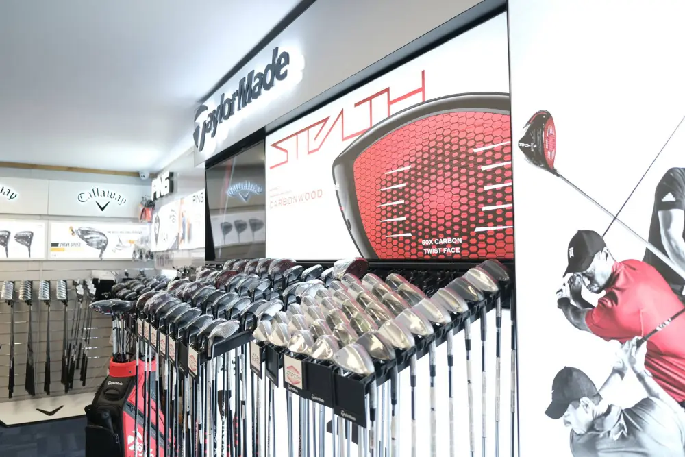 Inside the golf shop